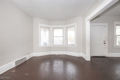Spare room featuring dark wood-style floors and healthy amount of natural light
