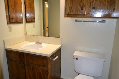 Half bath with vanity and toilet