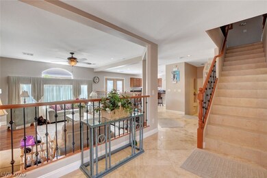 Travertine flooring throughout much of the first f