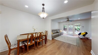 An open concept dining and living area.