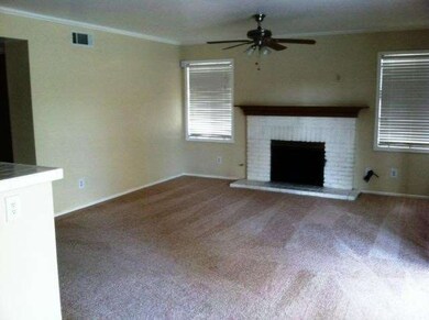 Family room with wood fireplace