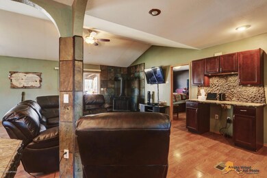 Living room with built in desk