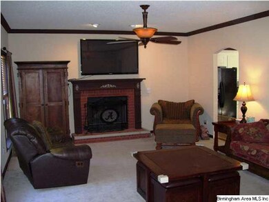 Huge Great Room with ceiling, fan, fire place, car