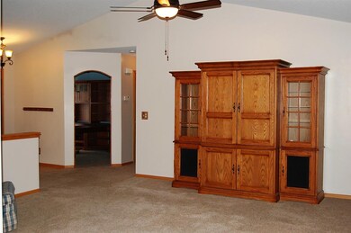 View of living room from dining area