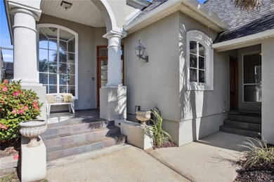Front of the home and covered porch.