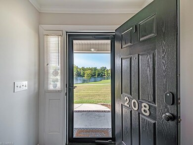 View from the front door showing the water views and the quiet covered porch