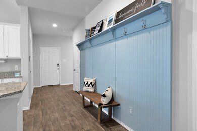 Entry way showing the custom accent wall
