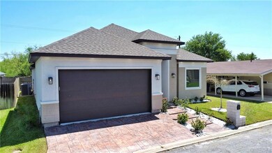 View of front of home with a shingled roof, central AC, a garage, driveway, and stucco siding