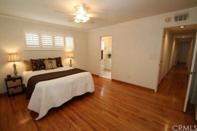 Large Master Bedroom with lighted ceiling fan. Loo