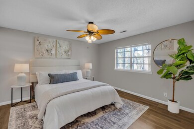 primary bedroom staged
