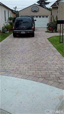 Drive way, and two car garage