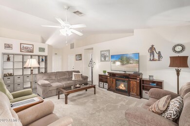 Vaulted ceilings in living area