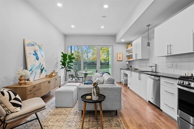 Living room with recessed lighting, light wood-st