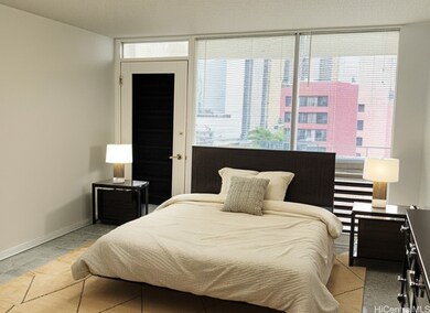 Enhanced bedroom photo with virtual declutter and