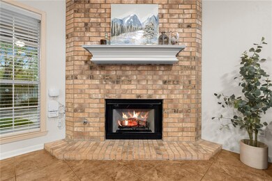 Detailed view of brick fireplace