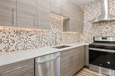 Beautiful Quartz countertops, lots of counter space, gas cooking.