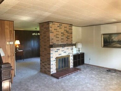 Working fireplace in the family room.  The carpeti