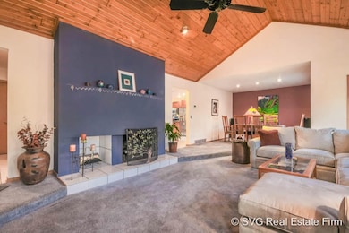 Fireplace adds a cozy, inviting touch