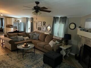 Living room into kitchen
