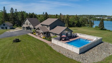 Aerial of home and shore