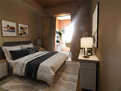 Virtually staged bedroom that can fit a king sized