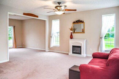Open great room with 9-foot ceilings.
