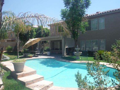 Backyard with cool pool