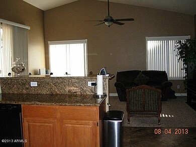 view from kitchen into family room