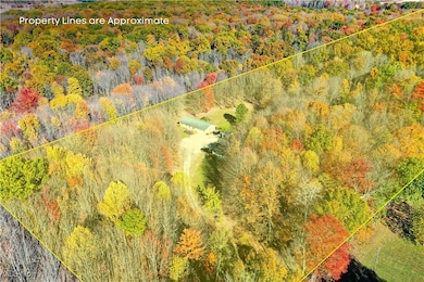 Aerial view of property's location with property boundaries highlighted