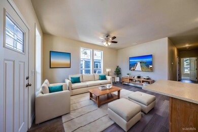 This photo features a virtual staging effect. The 