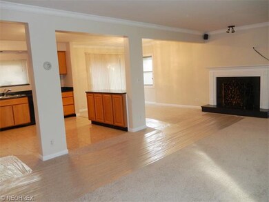 Open living, dining and kitchen.