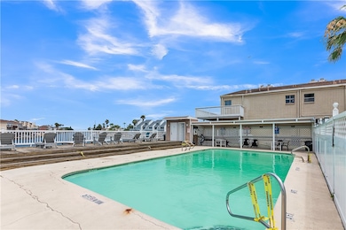 Outdoor pool overlooking the docks