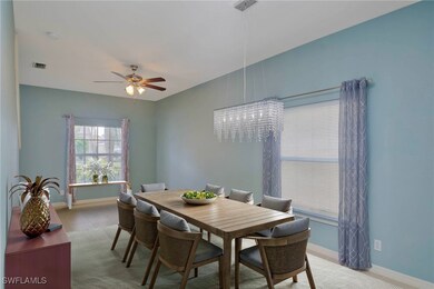 Virtually Staged.  Tiled Dining and Living areas