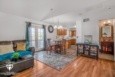 Sliding door leads to deck