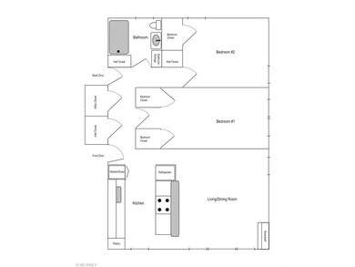 Condominium floor plan.  Lots of windows for natur