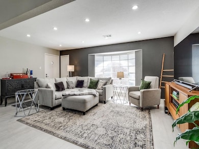 Living room featuring light wood-type flooring