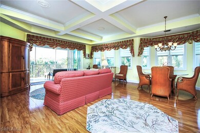 Living room with coffered ceiling, 
Cherry hard w