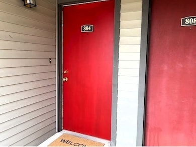 Red front door.