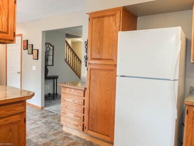 Kitchen has a pantry with pull out shelves.