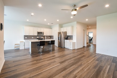 Living room open to the kitchen