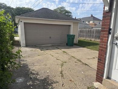 View of detached garage