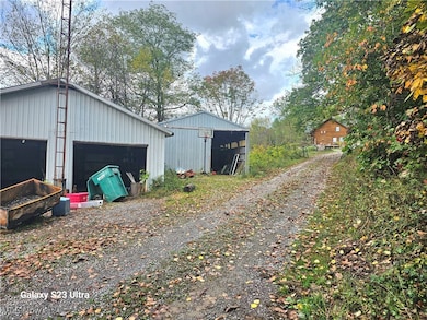View of detached garage
