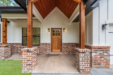 7x7 front porch with  Cedar Gable accents.