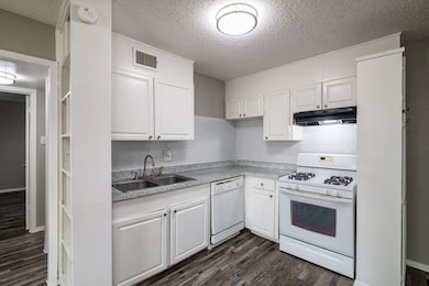 Kitchen with under cabinet range hood, white cabin