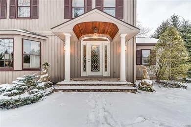 A welcoming Elegant front entry with leaded glass 