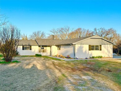 Single story home with a front lawn