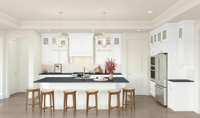 Kitchen with upper glass cabinetry