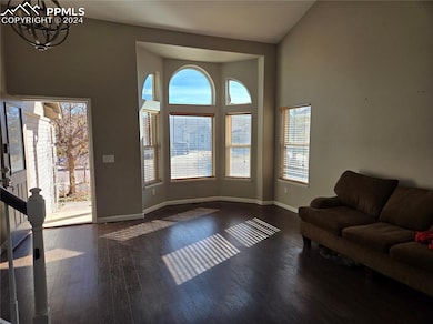 Living room featuring dark hardwood / wood-style f
