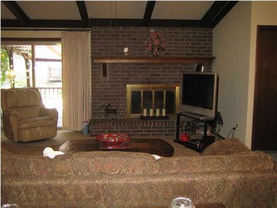 Living room w/ wood-burning fireplace