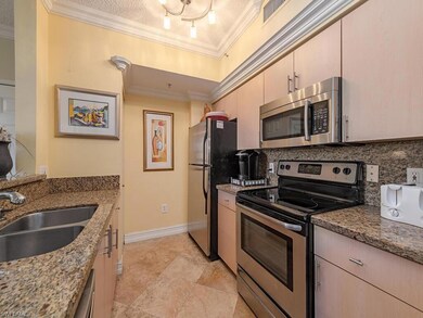 Kitchen with crown molding, sink, stainless steel 
